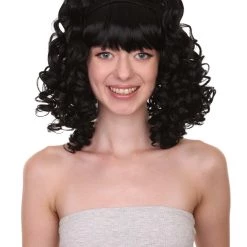 HPO Women's Womens Colonial Lady Curly Blonde Historical Wig With Black Lace | Premium Breathable Capless Cap