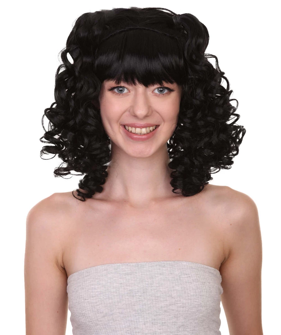 HPO Women's Womens Colonial Lady Curly Blonde Historical Wig With Black Lace | Premium Breathable Capless Cap 1 HPO Women's Womens Colonial Lady Curly Blonde Historical Wig With Black Lace | Premium Breathable Capless Cap