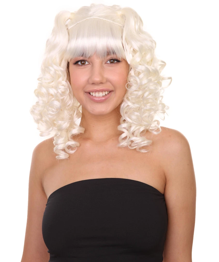 HPO Women's Womens Colonial Lady Curly Blonde Historical Wig With Black Lace | Premium Breathable Capless Cap 9 HPO Women's Womens Colonial Lady Curly Blonde Historical Wig With Black Lace | Premium Breathable Capless Cap