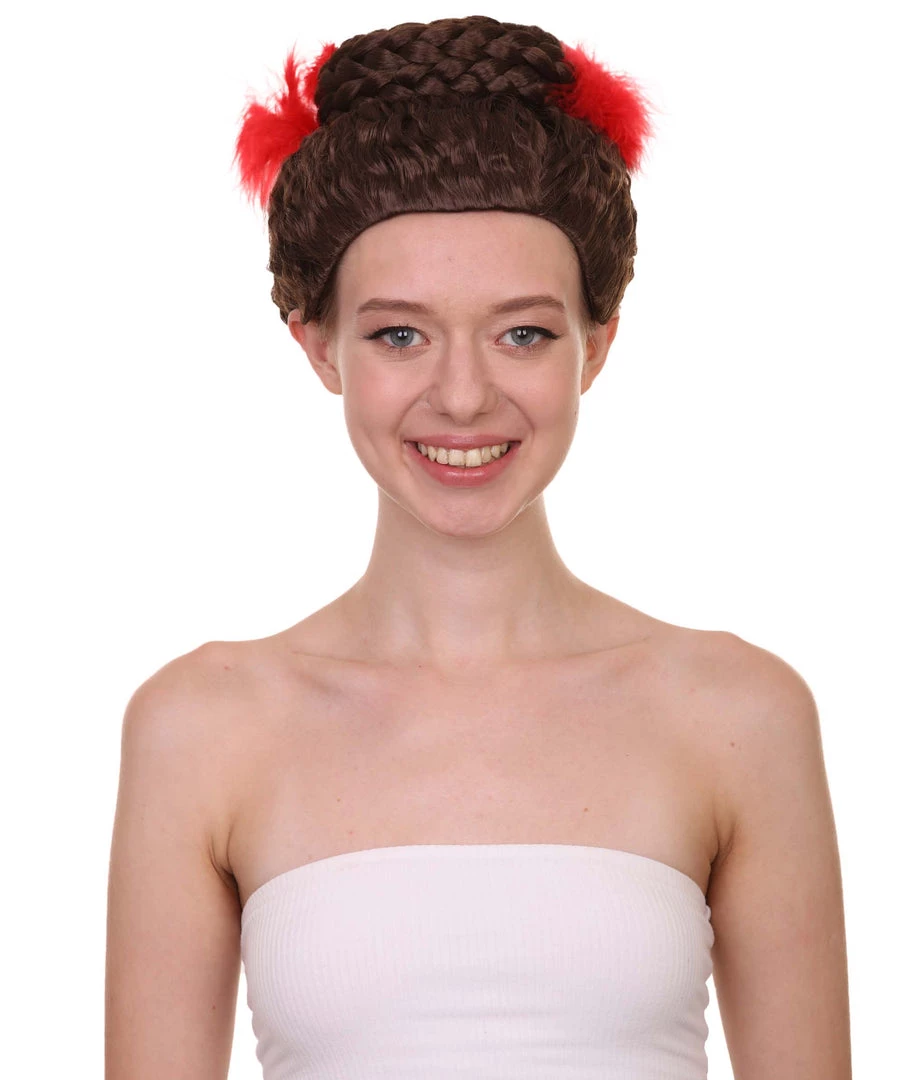 HPO Women Curly Top Bun With Red Lace Wig Dark Brown | Premium Breathable Capless Cap 1 HPO Women Curly Top Bun With Red Lace Wig Dark Brown | Premium Breathable Capless Cap