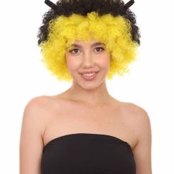 HPO Bee Unisex Wig | Jumbo Super Size Afro Yellow Black Cosplay Halloween Wig | Premium Breathable Capless Cap
