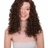 HPO Womens Brown Curly Wig | Medium Cosplay Halloween Wig | Premium Breathable Capless Cap Men's