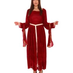 HPO Adult Women's Lady Guinevere Berry Medieval Renaissance Costume | Burgundy Cosplay Costume