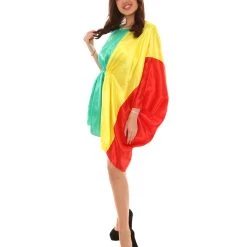 FLAGWIGS Adult Women's Mali Flag Dress Sports Costume | Patriotic Cosplay Costume