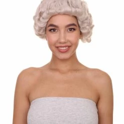 HPO 18th Century Colonial Woman Wig | White Historical Wigs | Premium Breathable Capless Cap