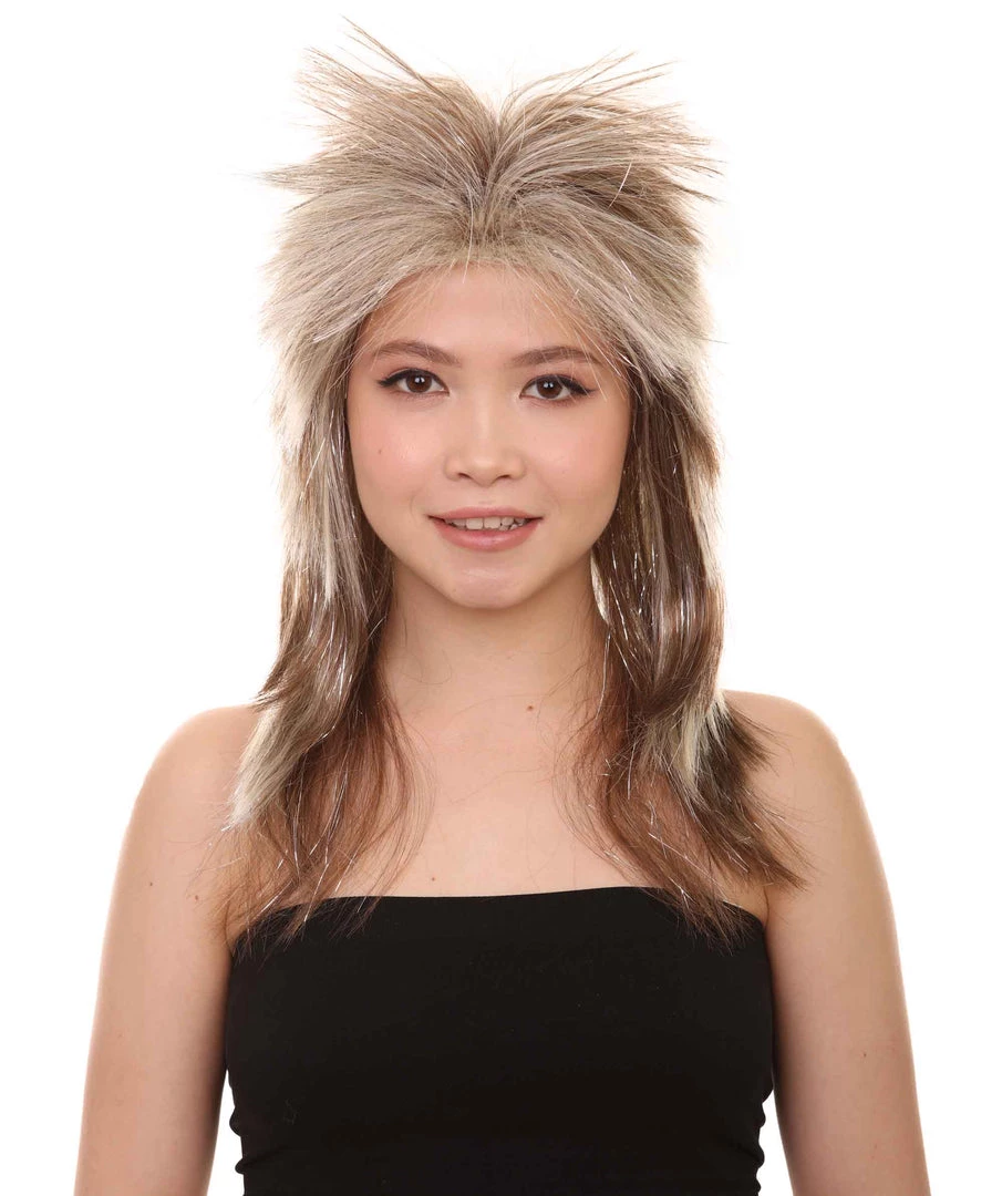 HPO Rockin Diva Tinsel Stripe Women's Wig | Blonde Mullet TV/Movie Wig | Premium Breathable Capless Cap 1 HPO Rockin Diva Tinsel Stripe Women's Wig | Blonde Mullet TV/Movie Wig | Premium Breathable Capless Cap