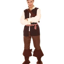 HPO Adult Men's Captain Jack Pirate Costume | Brown Cosplay Costume
