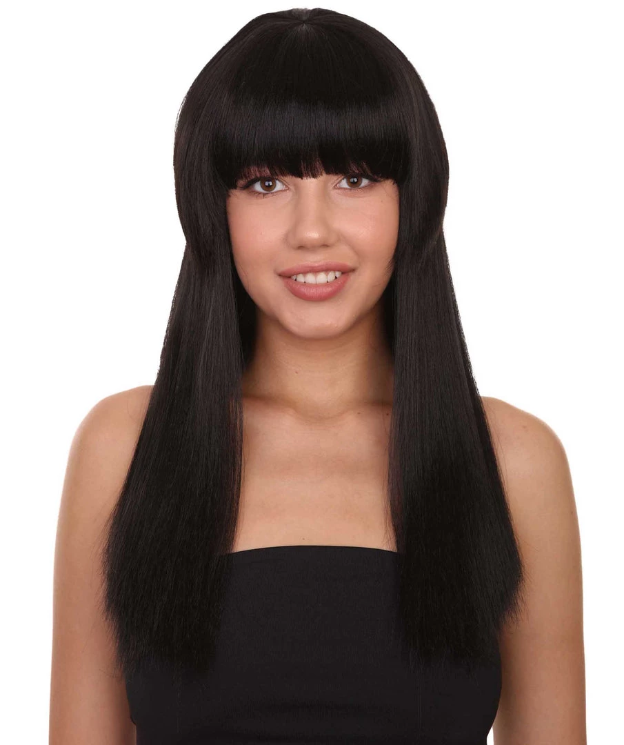 HPO Black Vampiress Womens Wig | Horror Character Cosplay Halloween Wig | Premium Breathable Capless Cap Women's 1 HPO Black Vampiress Womens Wig | Horror Character Cosplay Halloween Wig | Premium Breathable Capless Cap Women's