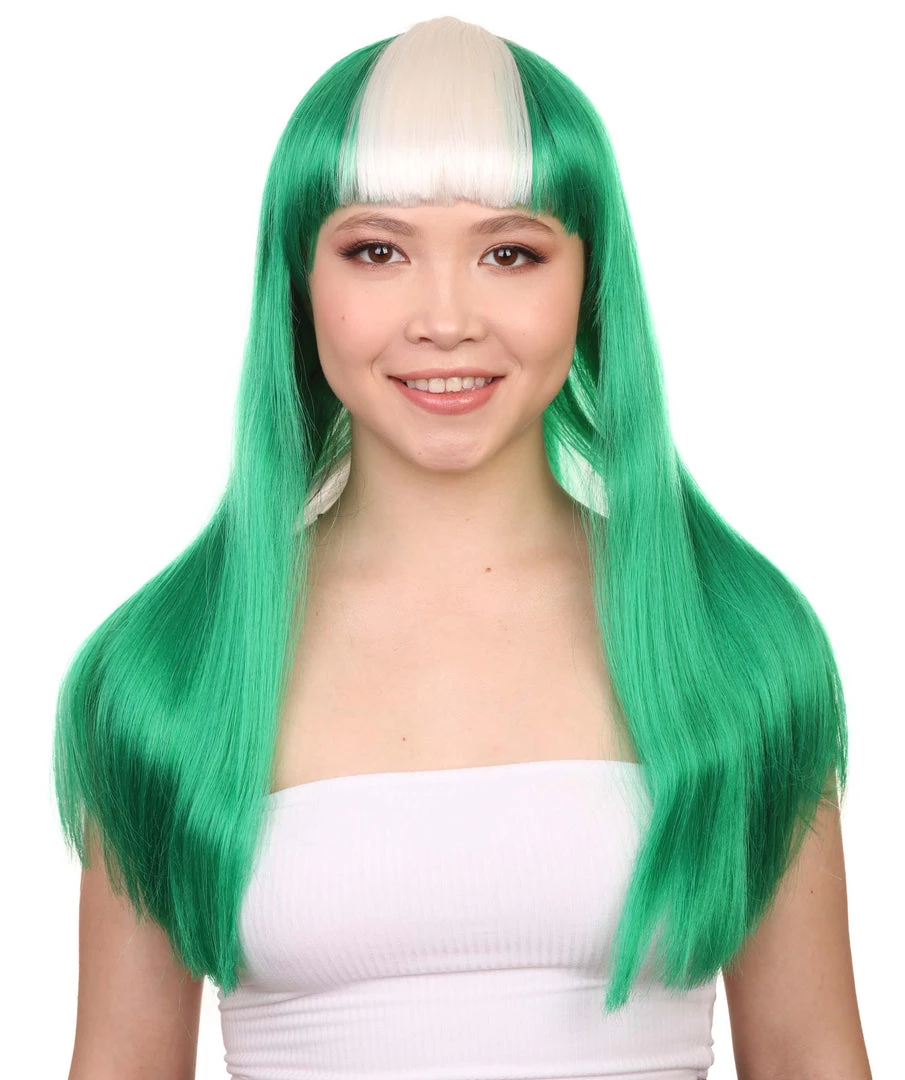 FLAGWIGS Nigeria Flag Sport Party Long Bob Wig | National Pride White Green Long Wig | Premium Breathable Capless Cap Women's 1 FLAGWIGS Nigeria Flag Sport Party Long Bob Wig | National Pride White Green Long Wig | Premium Breathable Capless Cap Women's