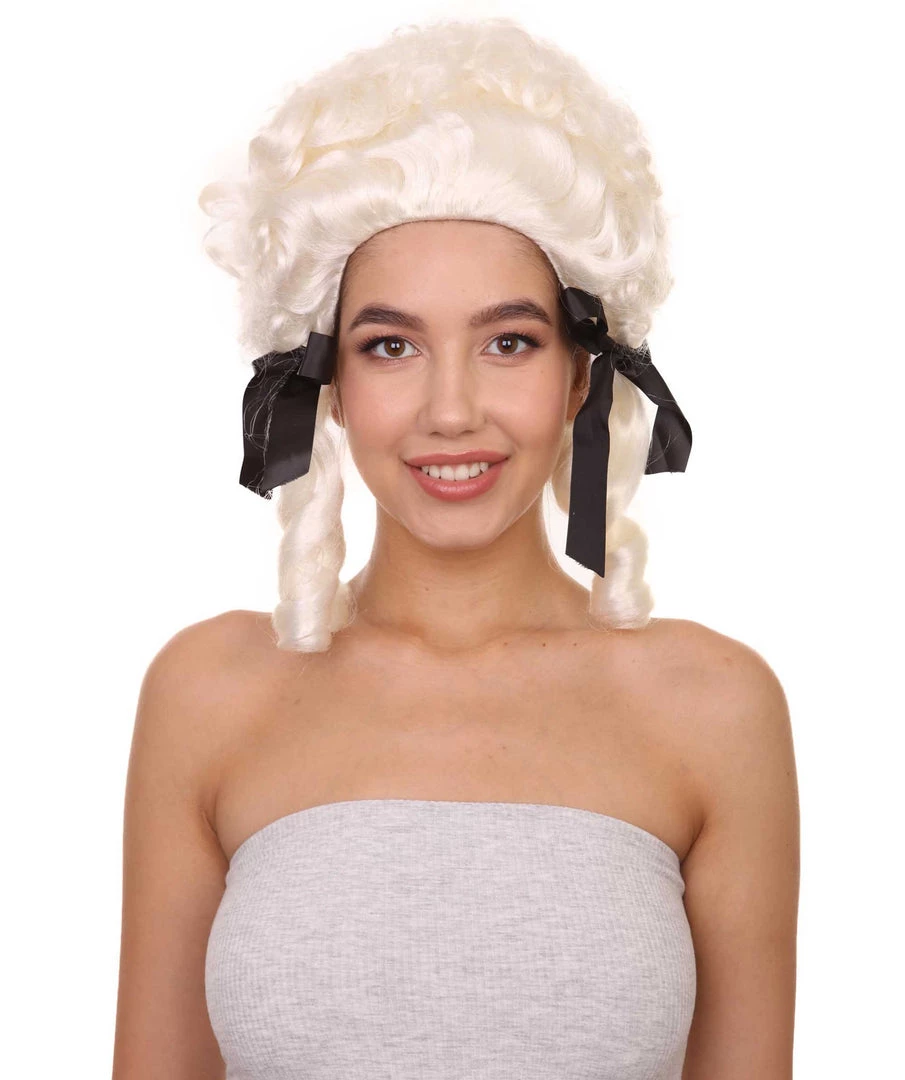 HPO Womens 18th Century Colonial Wig | White Historical Wigs | Premium Breathable Capless Cap 1 HPO Womens 18th Century Colonial Wig | White Historical Wigs | Premium Breathable Capless Cap