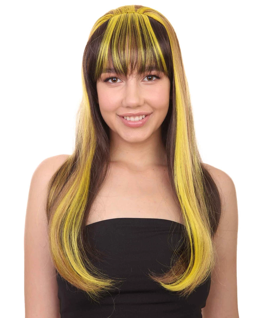 HPO Monster Womens Wig | Neon Yellow & Black Cosplay Halloween Wig | Premium Breathable Capless Cap 1 HPO Monster Womens Wig | Neon Yellow & Black Cosplay Halloween Wig | Premium Breathable Capless Cap