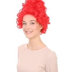 HPO Women's Red Curly Queen Womens Wig | All Back Super Size Cosplay Wig | Premium Breathable Capless Cap