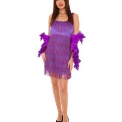 HPO Adult Women's 20'S Fringe Flapper Costume | Purple Cosplay Costume