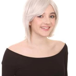 HPO Short Grey Women's Wig | Bob Cosplay Halloween Wig | Premium Breathable Capless Cap