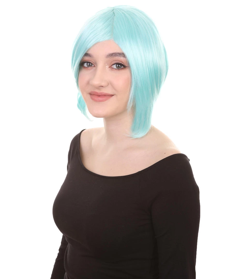HPO Lt Blue Short Party Womens Wig | Fancy Party Event Ready Halloween Wig | Premium Breathable Capless Cap 2 HPO Lt Blue Short Party Womens Wig | Fancy Party Event Ready Halloween Wig | Premium Breathable Capless Cap