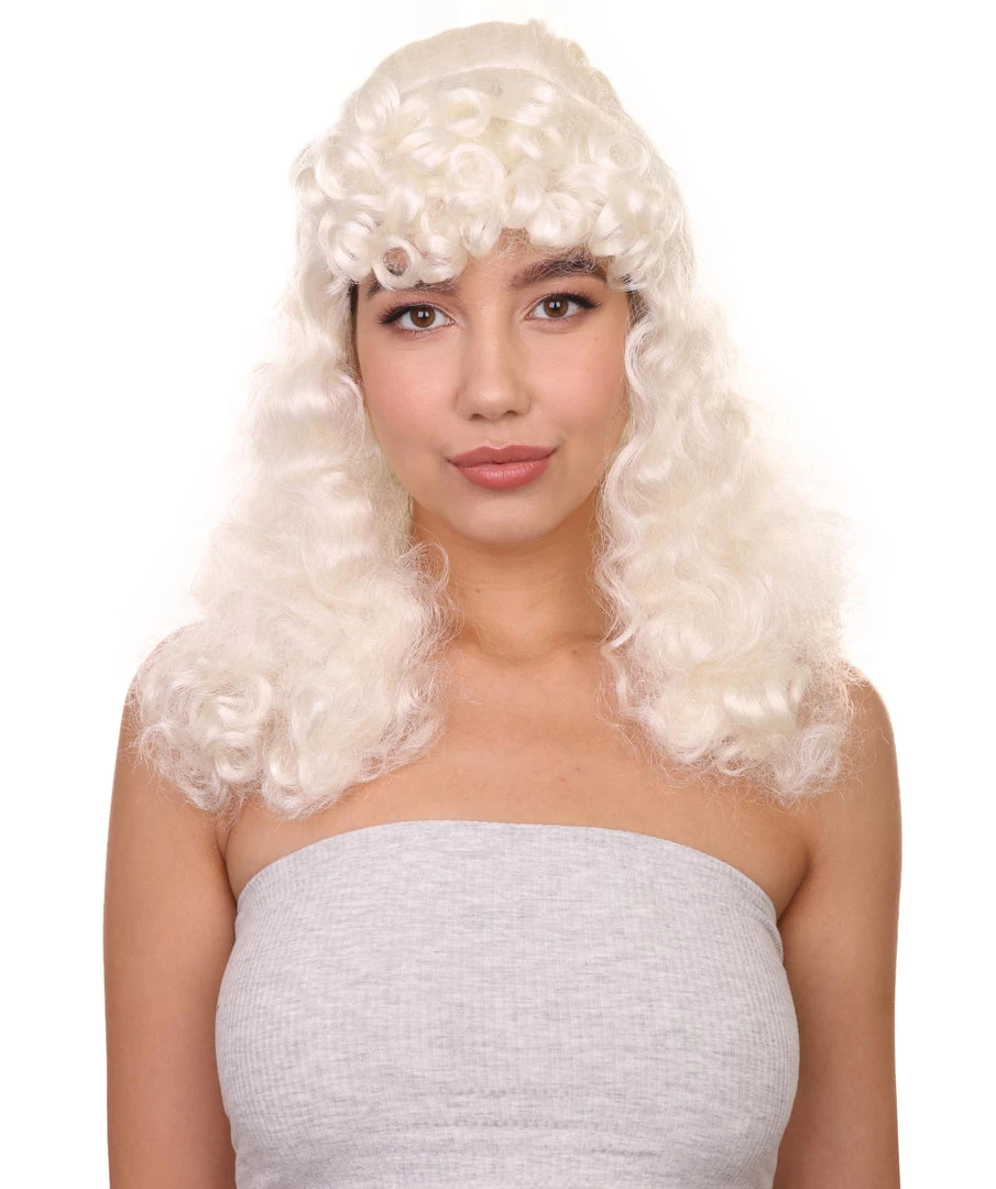 HPO Womens Colonial Lady Curly With Blue Lace Wig | Blonde Historical Wigs | Premium Breathable Capless Cap Women's 1 HPO Womens Colonial Lady Curly With Blue Lace Wig | Blonde Historical Wigs | Premium Breathable Capless Cap Women's