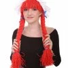 HPO Womens Braided Rag Doll Wig | Red Storybook & Fairytale Halloween Wigs