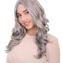 HPO Womens Medium Wavy Wigs | Gray Cosplay Wigs | Premium Breathable Capless Cap Women's