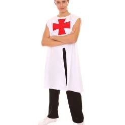 HPO Adult Men's Blessume Medieval Templar Knight Tunic Historical Costume | White Cosplay Costume