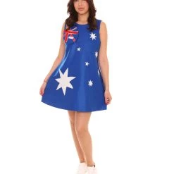 FLAGWIGS Adult Women's Australia Flag Trolls Dress Sport Costume | Patriotic Cosplay Costume