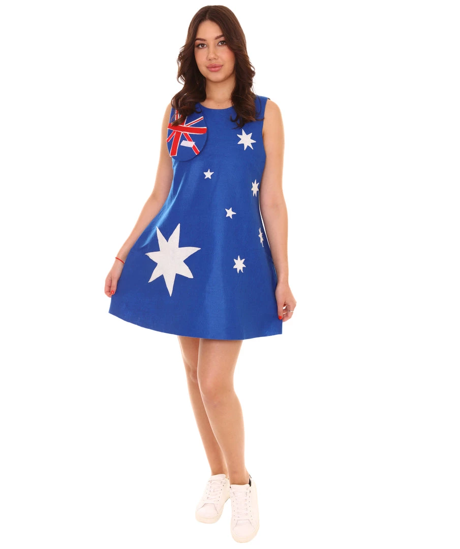 FLAGWIGS Adult Women's Australia Flag Trolls Dress Sport Costume | Patriotic Cosplay Costume 1 FLAGWIGS Adult Women's Australia Flag Trolls Dress Sport Costume | Patriotic Cosplay Costume