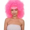 HPO Sweetie Pink Bubble Afro Clown Womens Wig | Sexy Cosplay Party Halloween Wig | Premium Breathable Capless Cap Women's