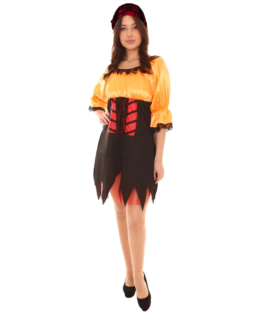 HPO Adult Women's Sexy Pirate Costume | Orange Cosplay Costume 1 HPO Adult Women's Sexy Pirate Costume | Orange Cosplay Costume