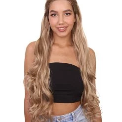 HPO Women's Women Wavy Extra Long Brown Wig | Premium Breathable Capless Cap