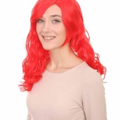 HPO Women's Mermaid Womens Wig | Red Curly Party Ready Fancy Cosplay Halloween Wig | Premium Breathable Capless Cap