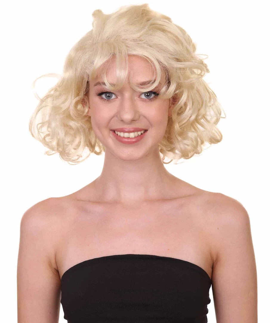 HPO 51's Curly Womens Wig | Blonde Vintage Wig | Premium Breathable Capless Cap Women's 1 HPO 51's Curly Womens Wig | Blonde Vintage Wig | Premium Breathable Capless Cap Women's