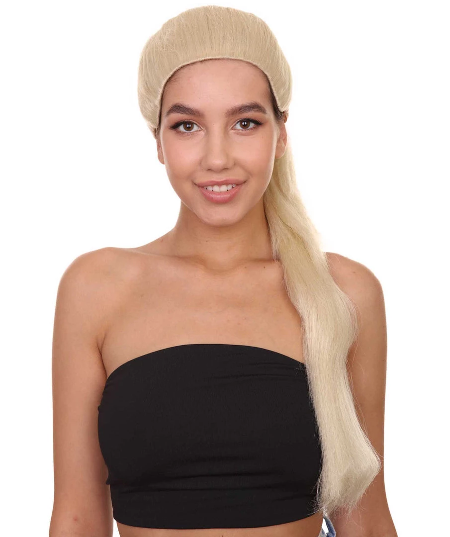 HPO Snger Womens Wig | Blond Pop Star One Side Ponytail Celebrity Wig | Premium Breathable Capless Cap 15 HPO Snger Womens Wig | Blond Pop Star One Side Ponytail Celebrity Wig | Premium Breathable Capless Cap