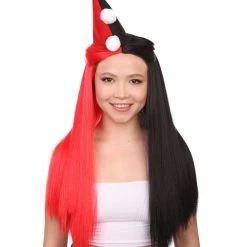 HPO Women's Womens Clown Girl Styles Wig With Hat | Character Cosplay Halloween Wig | Premium Breathable Capless Cap