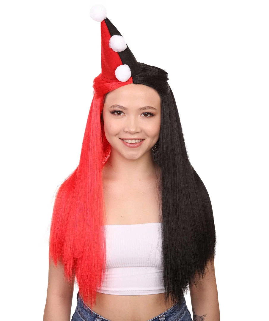 HPO Women's Womens Clown Girl Styles Wig With Hat | Character Cosplay Halloween Wig | Premium Breathable Capless Cap 1 HPO Women's Womens Clown Girl Styles Wig With Hat | Character Cosplay Halloween Wig | Premium Breathable Capless Cap