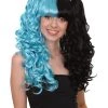 HPO Men's Dolly Womens Wig | Blue And Black Wig | Premium Breathable Capless Cap