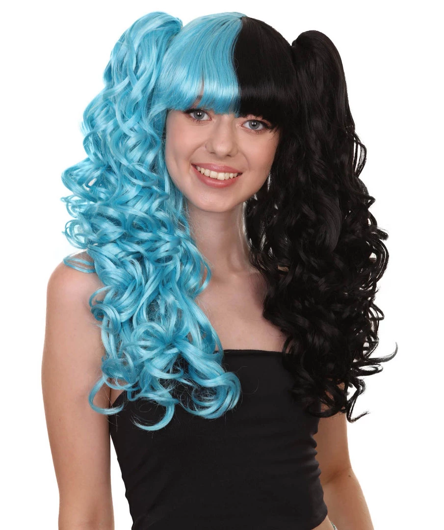 HPO Men's Dolly Womens Wig | Blue And Black Wig | Premium Breathable Capless Cap 1 HPO Men's Dolly Womens Wig | Blue And Black Wig | Premium Breathable Capless Cap