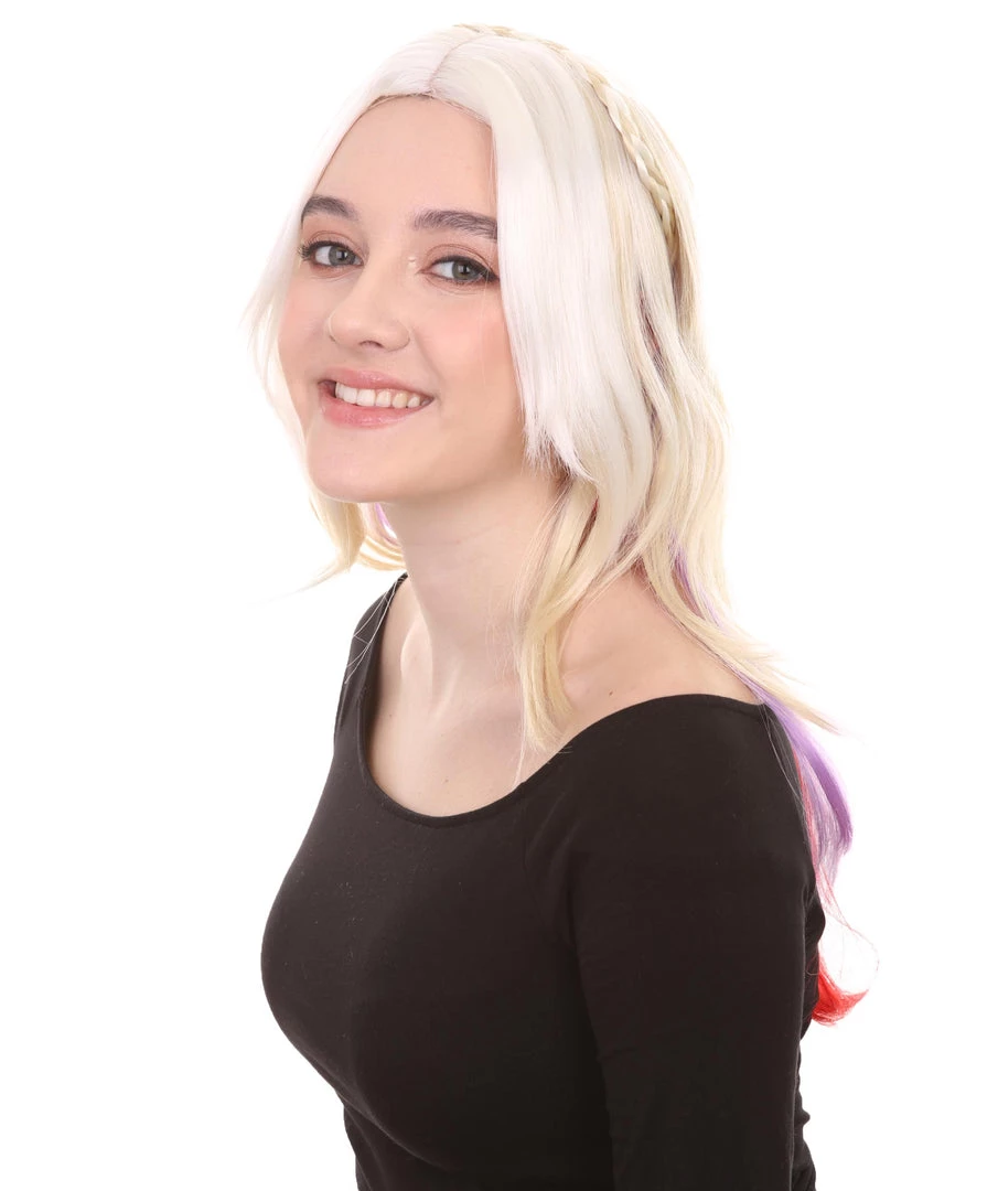 HPO Mixed Color Braided Womens Wig | Fancy Party Event Ready Halloween Wig | Premium Breathable Capless Cap Women's 2 HPO Mixed Color Braided Womens Wig | Fancy Party Event Ready Halloween Wig | Premium Breathable Capless Cap Women's