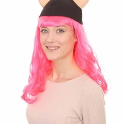 HPO Women's Womens Wolf Wig With Hat | Pink TV/Movie Wigs | Premium Breathable Capless Cap