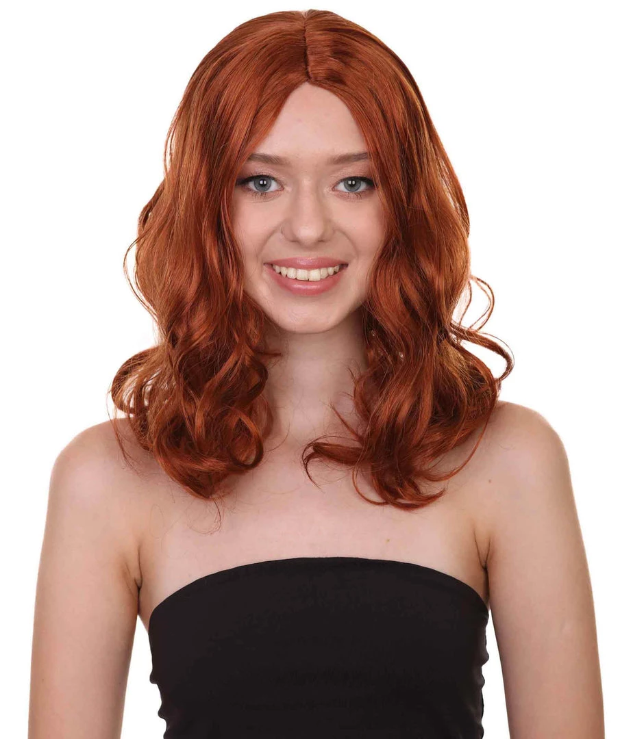 HPO Wavy Auburn Womens Wig | Sexy Cosplay Party Halloween Wig | Premium Breathable Capless Cap 1 HPO Wavy Auburn Womens Wig | Sexy Cosplay Party Halloween Wig | Premium Breathable Capless Cap