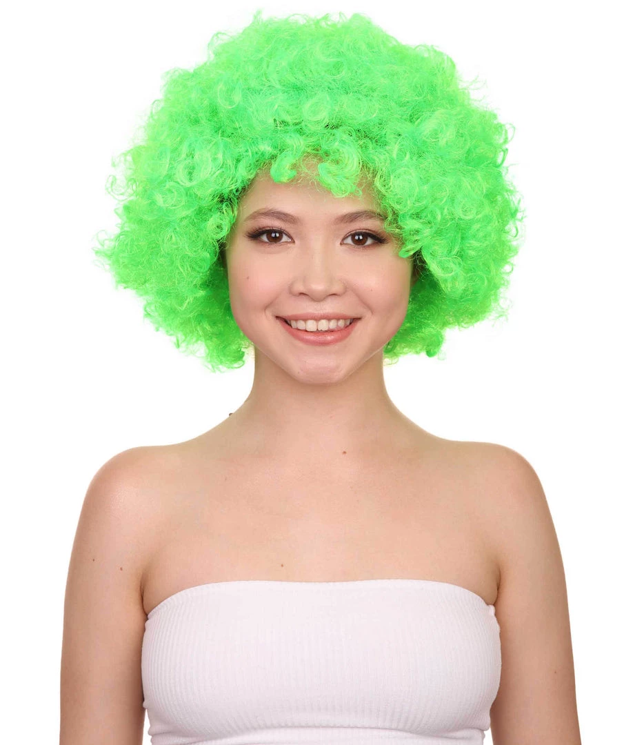 HPO Lime Afro Unisex Wig | Super Size Jumbo Fancy Party Event Ready Halloween Wig Women's 1 HPO Lime Afro Unisex Wig | Super Size Jumbo Fancy Party Event Ready Halloween Wig Women's