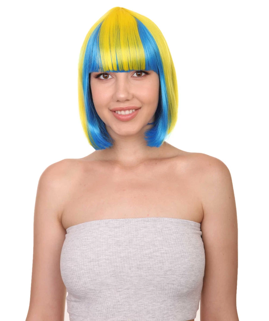FLAGWIGS Sweden Flag Sport Party Bob | Yellow Sky Blue Sexy Cosplay Party Halloween Wig | Premium Breathable Capless Cap 1 FLAGWIGS Sweden Flag Sport Party Bob | Yellow Sky Blue Sexy Cosplay Party Halloween Wig | Premium Breathable Capless Cap