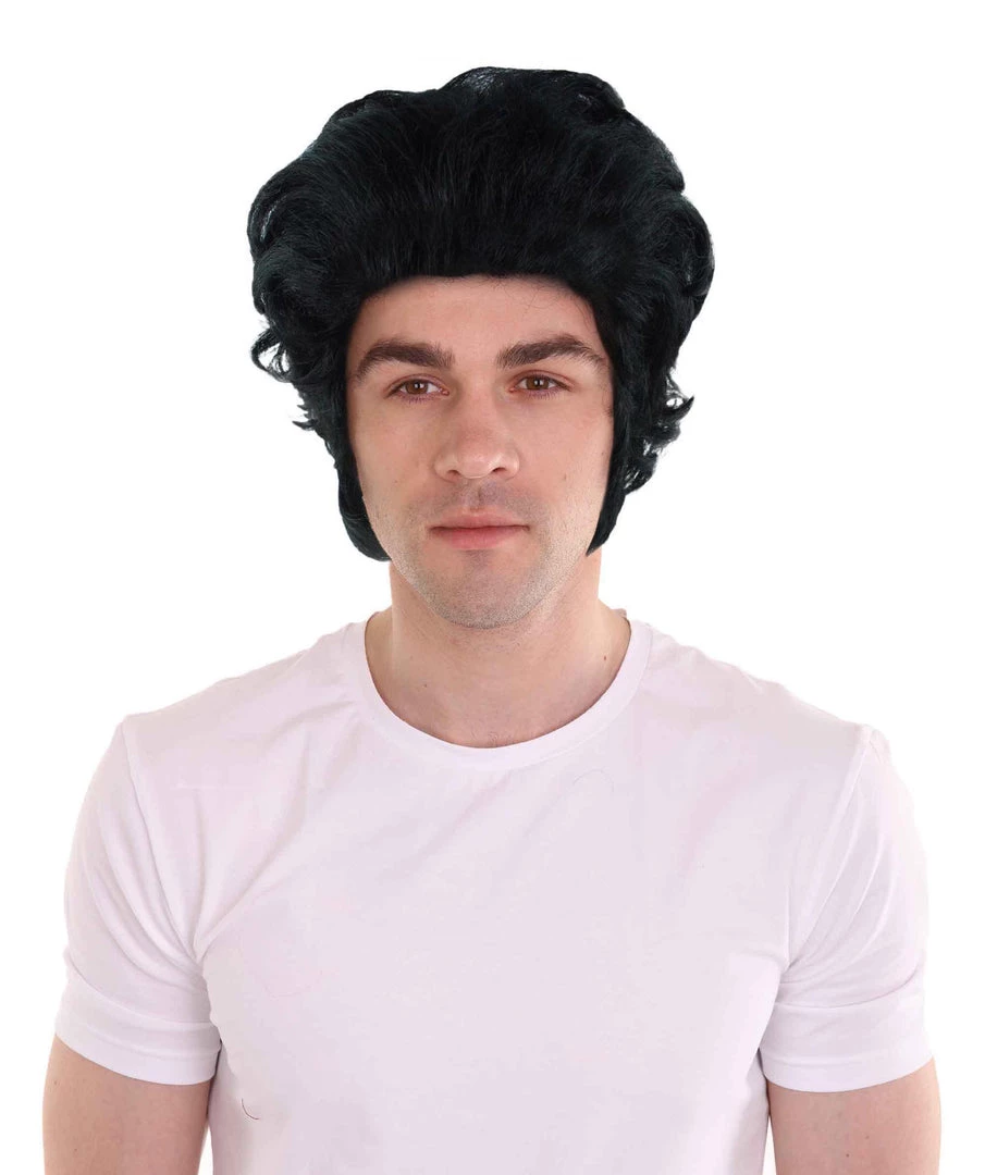 HPO Men's Men 50's Pompadour Black Wig | Premium Breathable Capless Cap 2 HPO Men's Men 50's Pompadour Black Wig | Premium Breathable Capless Cap