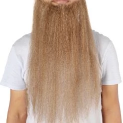 HPO Men's Chin Curtain Style Long Beard Set | Brown Cosplay Beard
