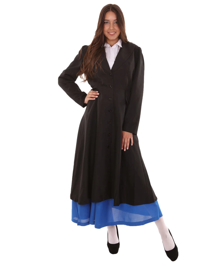 HPO Adult Women's English Nanny Marry TV/Movie Costume | Black & Blue Cosplay Costume 1 HPO Adult Women's English Nanny Marry TV/Movie Costume | Black & Blue Cosplay Costume