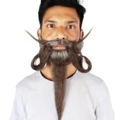 Men's Handlebar Human Hair Mustache | Brown Facial Hair | HPO