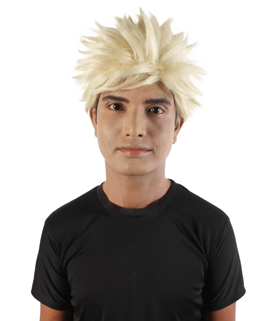HPO Adult Men's Japanese Superhero Manga Blonde Spiky Wig 2 HPO Adult Men's Japanese Superhero Manga Blonde Spiky Wig