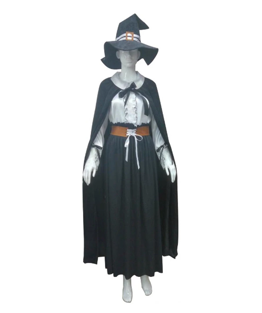 HPO Adult Women's Witch Costume W/ Hat Costume | Black Halloween Costume 11 HPO Adult Women's Witch Costume W/ Hat Costume | Black Halloween Costume