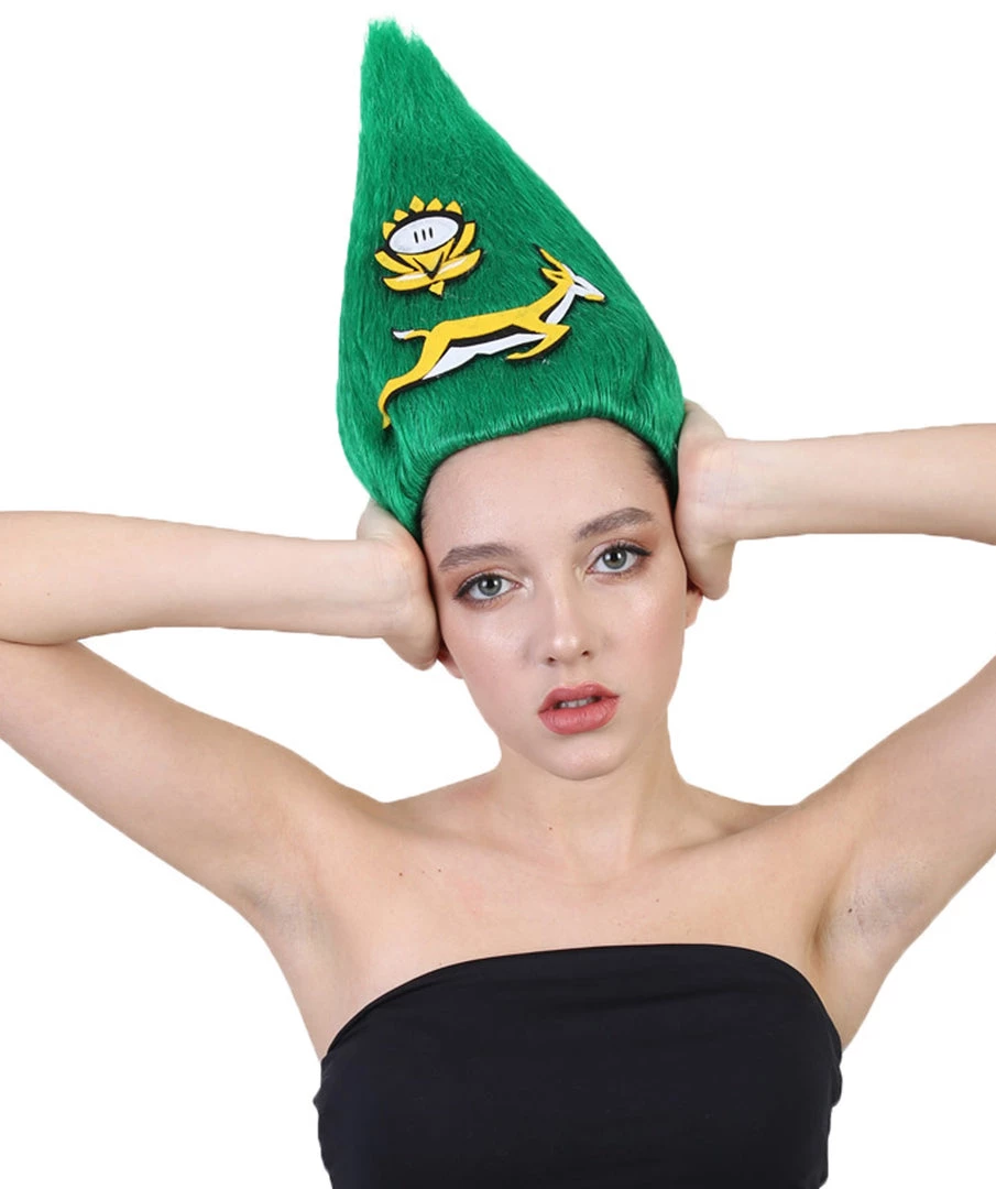 FLAGWIGS South Africa Flag Troll Wig | National Pride Green Sport Wig | Premium Breathable Capless Cap 2 FLAGWIGS South Africa Flag Troll Wig | National Pride Green Sport Wig | Premium Breathable Capless Cap