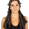 HPO Womens Colonial Lady Wig | Dark Brown Curly Historical Wigs | Premium Breathable Capless Cap