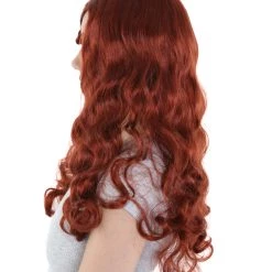 HPO Men's Womens Dark Auburn Seductress Style Wig | Long Wavy Cosplay Halloween Wig | Premium Breathable Capless Cap 11 HPO Men's Womens Dark Auburn Seductress Style Wig | Long Wavy Cosplay Halloween Wig | Premium Breathable Capless Cap