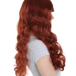HPO Men's Womens Dark Auburn Seductress Style Wig | Long Wavy Cosplay Halloween Wig | Premium Breathable Capless Cap 13 HPO Men's Womens Dark Auburn Seductress Style Wig | Long Wavy Cosplay Halloween Wig | Premium Breathable Capless Cap
